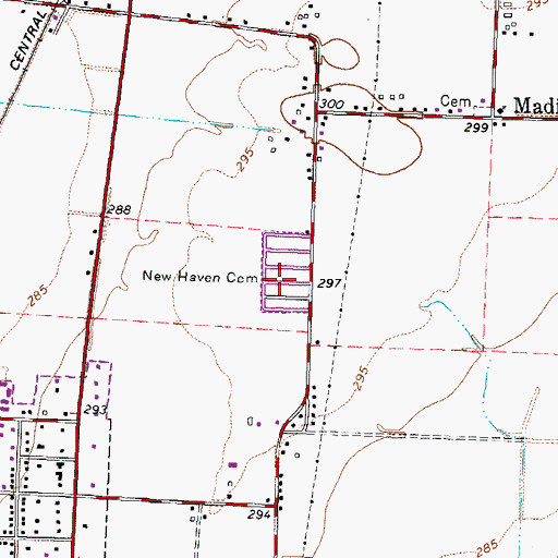 Topographic Map of New Haven Cemetery, TN
