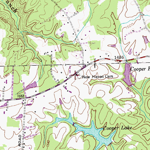 Topographic Map of New Haven Cemetery, TN