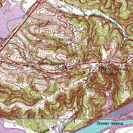 Topographic Map of New Haven School, TN