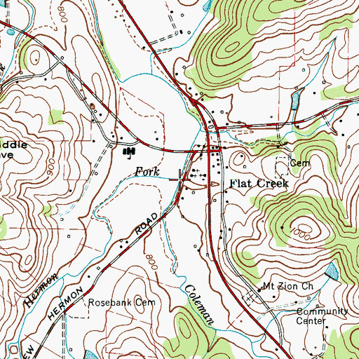 Topographic Map of New Hermon Fork, TN