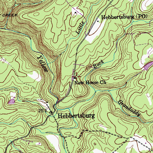 Topographic Map of New Home Church, TN