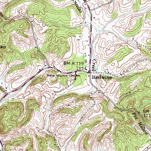 Topographic Map of New Home Church, TN