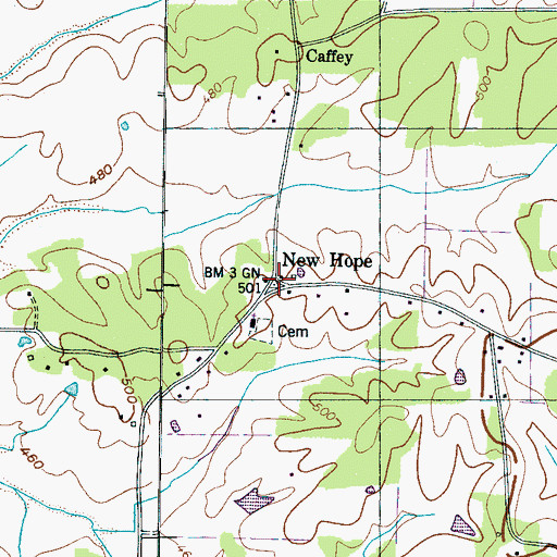 Topographic Map of New Hope, TN