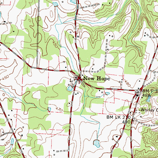 Topographic Map of New Hope, TN