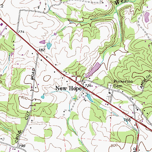 Topographic Map of New Hope, TN