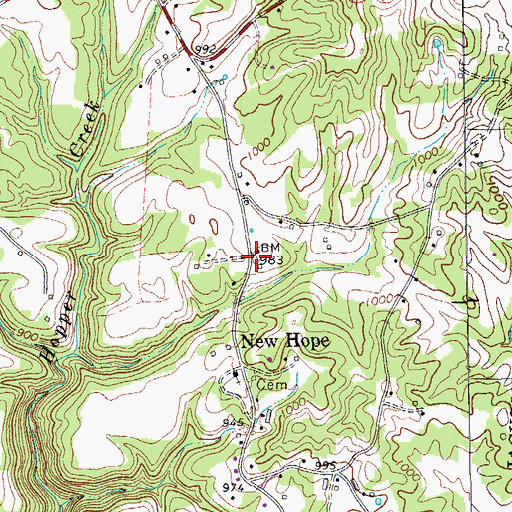 Topographic Map of New Hope, TN