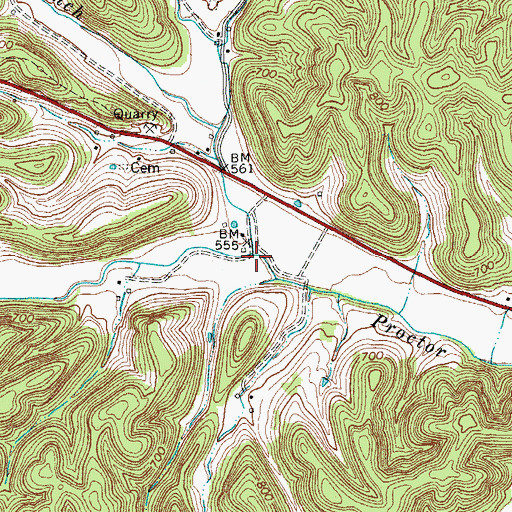 Topographic Map of New Hope Branch, TN
