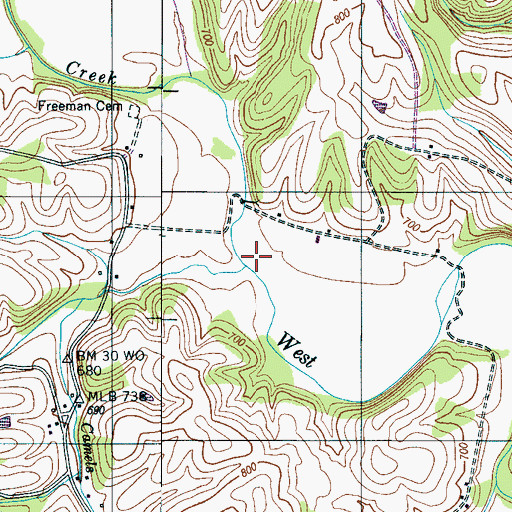 Topographic Map of New Hope Branch, TN