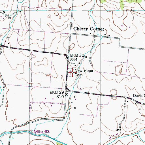 Topographic Map of New Hope Cemetery, TN