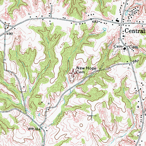 Topographic Map of New Hope Cemetery, TN