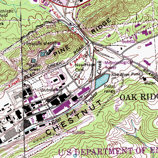 Topographic Map of New Hope Cemetery, TN