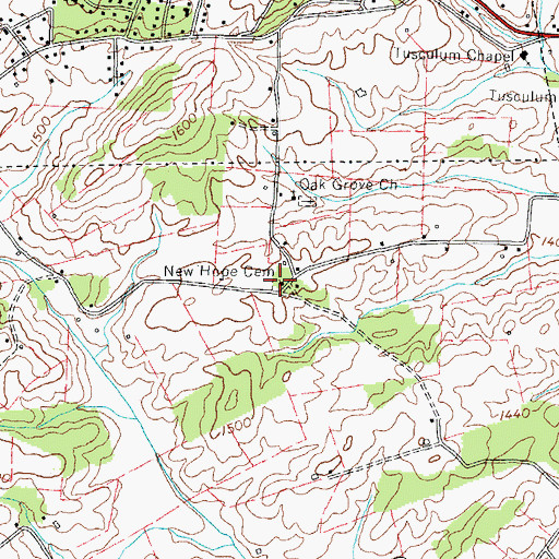 Topographic Map of New Hope Cemetery, TN