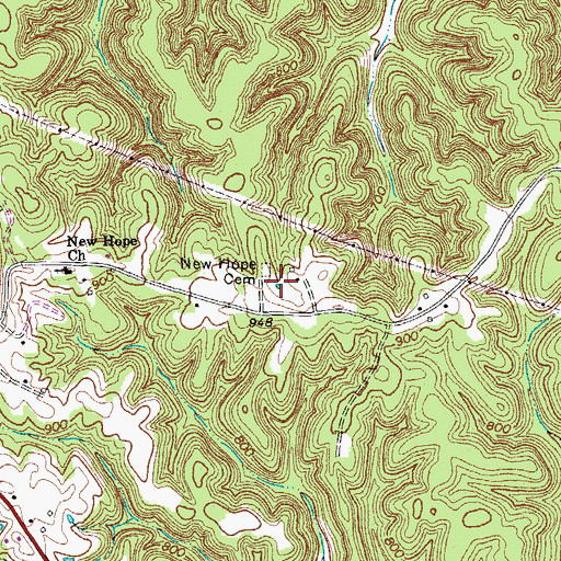 Topographic Map of New Hope Cemetery, TN