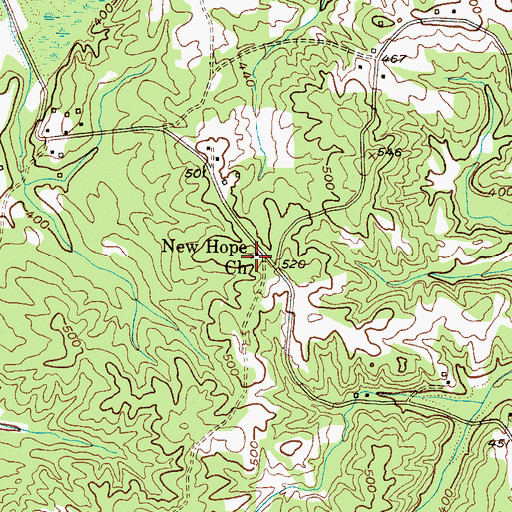 Topographic Map of New Hope Baptist Church, TN