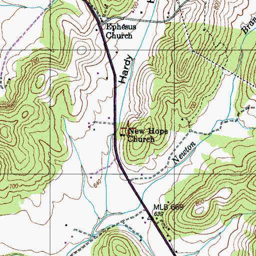 Topographic Map of New Hope Church, TN