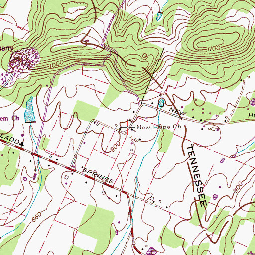 Topographic Map of New Hope Baptist Church, TN