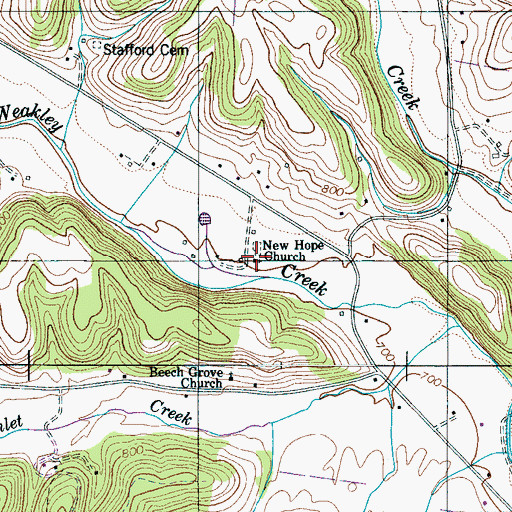 Topographic Map of New Hope Baptist Church, TN