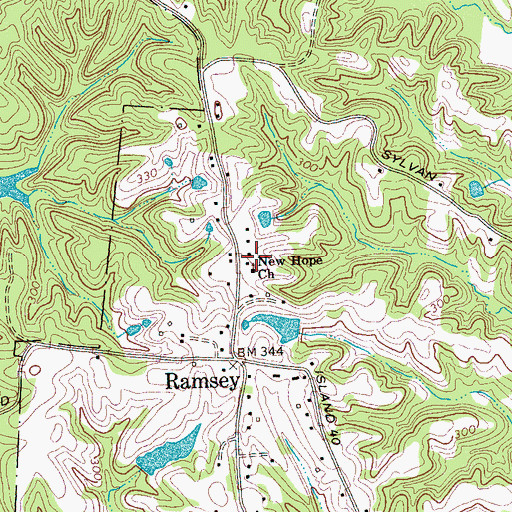 Topographic Map of New Hope Church, TN