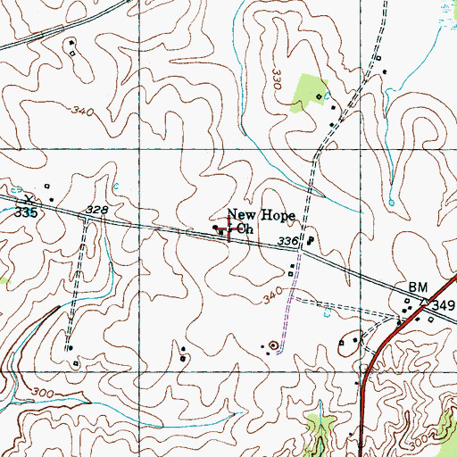 Topographic Map of New Hope Church, TN