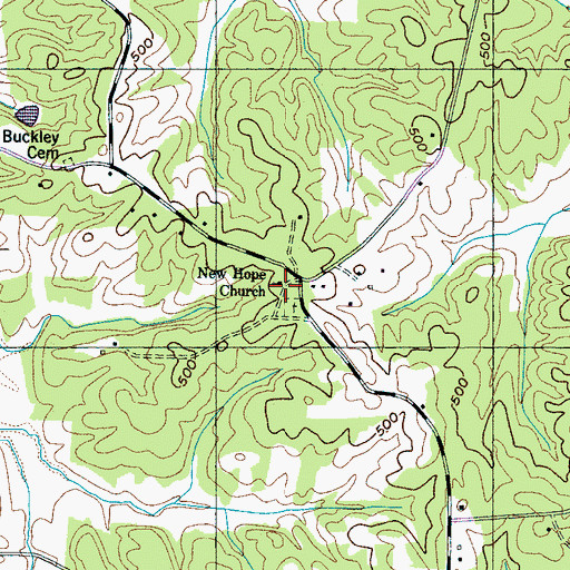 Topographic Map of New Hope Church, TN