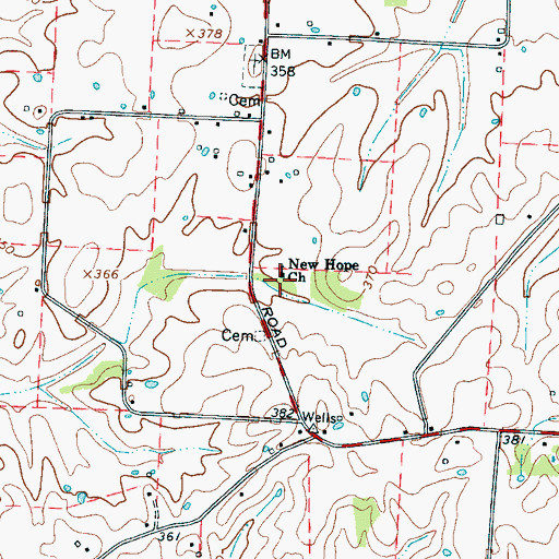 Topographic Map of New Hope Church, TN