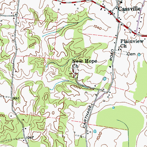 Topographic Map of New Hope Missionary Baptist Church, TN