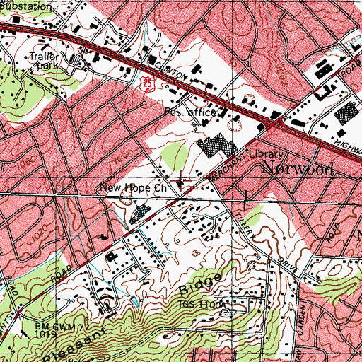 Topographic Map of New Hope Church, TN
