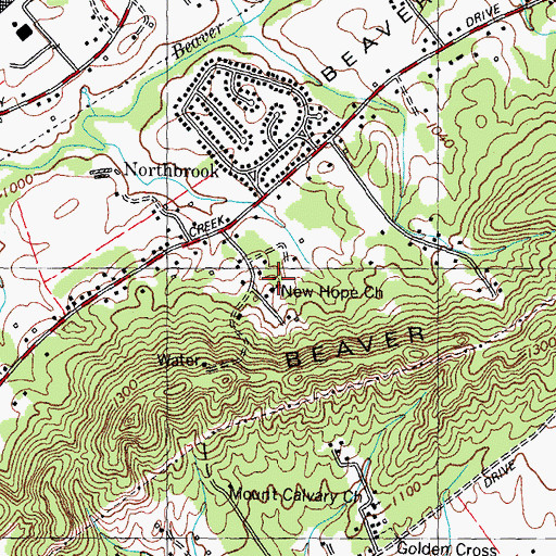 Topographic Map of New Hope Church, TN