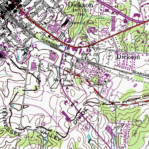 Topographic Map of New Hope Church, TN