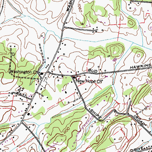 Topographic Map of New Hope Church, TN
