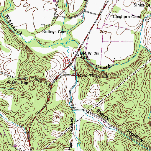 Topographic Map of New Hope Church, TN