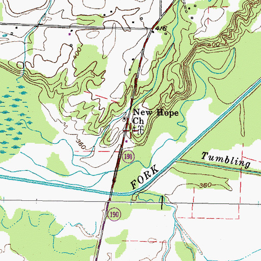 Topographic Map of New Hope Church, TN
