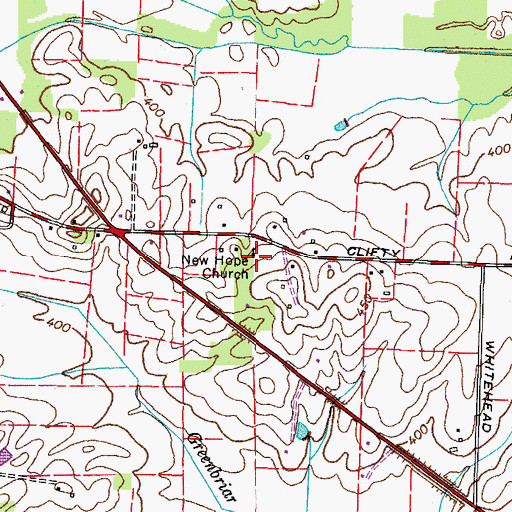 Topographic Map of New Hope Baptist Church, TN