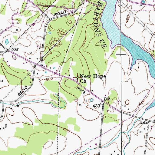 Topographic Map of New Hope Church, TN