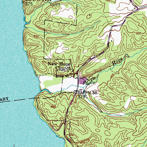 Topographic Map of New Hope Church, TN
