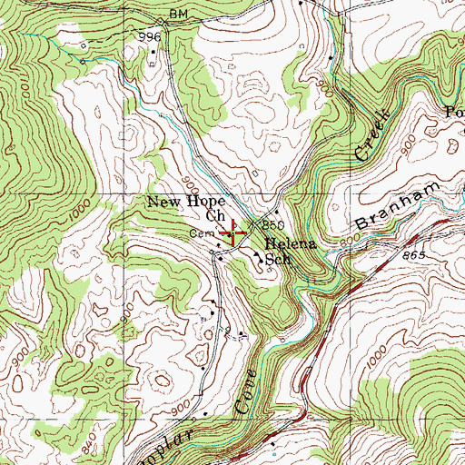Topographic Map of New Hope United Baptist Church, TN