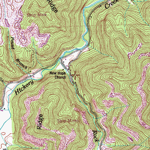 Topographic Map of New Hope Church, TN