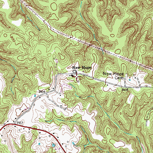 Topographic Map of New Hope Church, TN