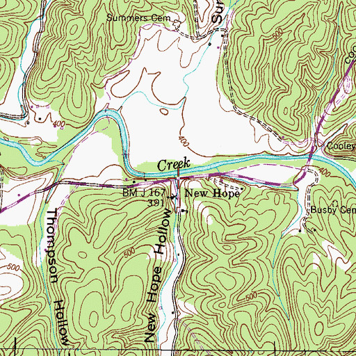 Topographic Map of New Hope Hollow, TN