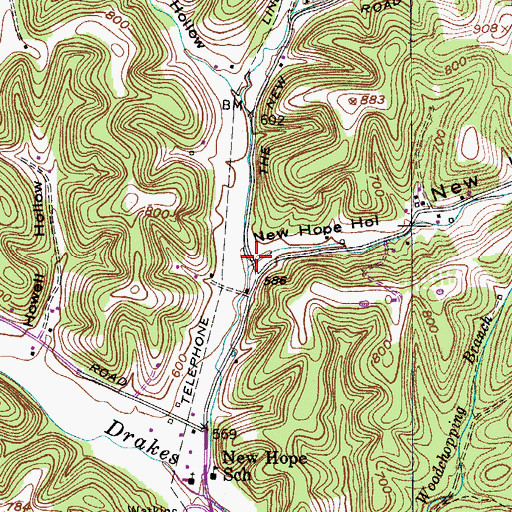 Topographic Map of New Hope Hollow, TN