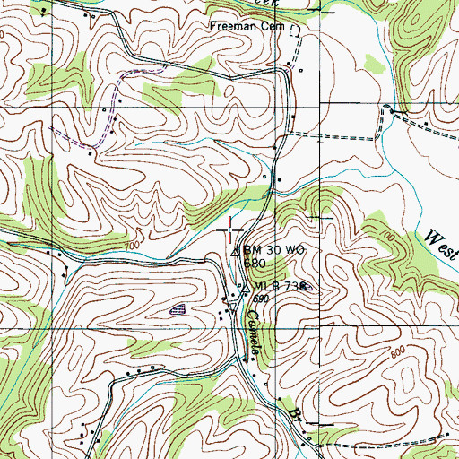 Topographic Map of New Hope School, TN