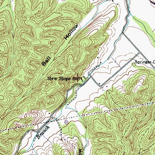 Topographic Map of New Hope School, TN