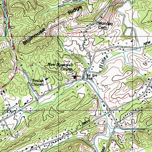 Topographic Map of New Hopewell Baptist Church, TN