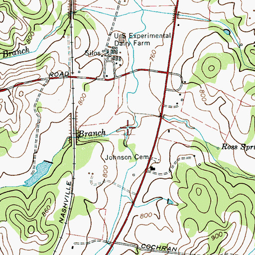 Topographic Map of New Lake Branch, TN