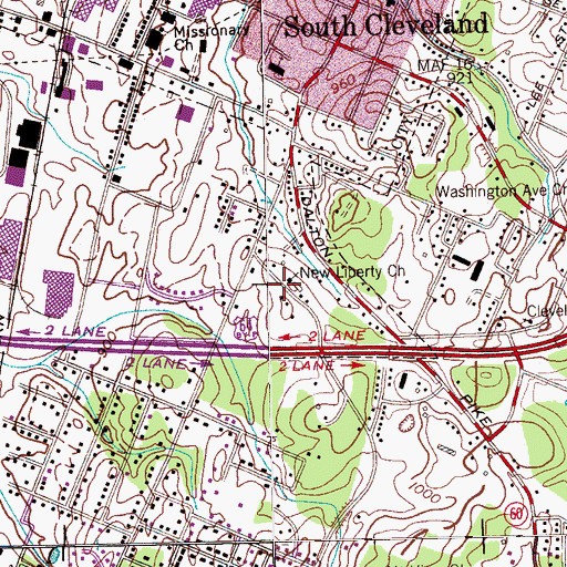Topographic Map of New Liberty Church, TN