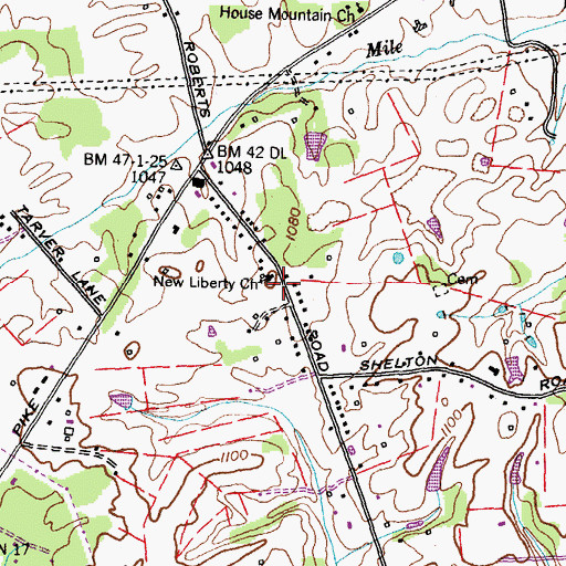 Topographic Map of New Liberty Church, TN