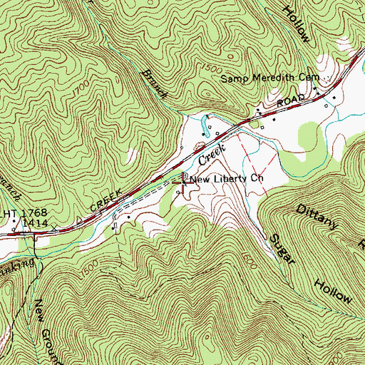 Topographic Map of New Liberty Baptist Church, TN