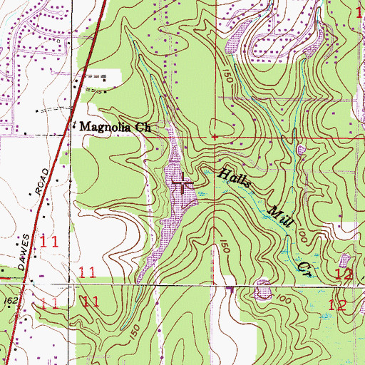 Topographic Map of Bernard Brooks Dam, AL