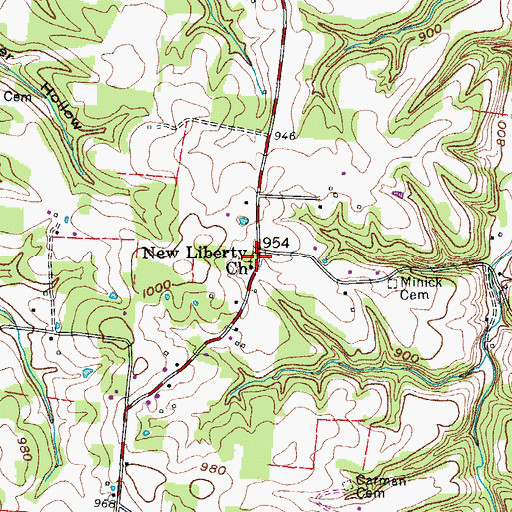 Topographic Map of New Liberty Church, TN