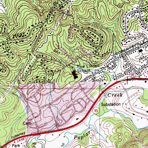 Topographic Map of Linden Elementary School, TN
